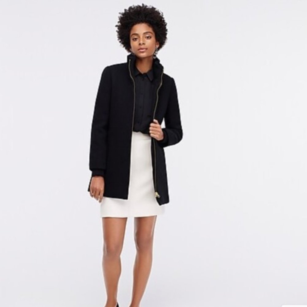 J. Crew- Lodge coat in stadium cloth wool, black